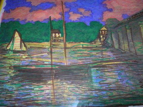 Marina francese ispirata a Monet - Peinture - Cristina Contilli Marina francese ispirata a Monet - Peinture - Cristina Contilli