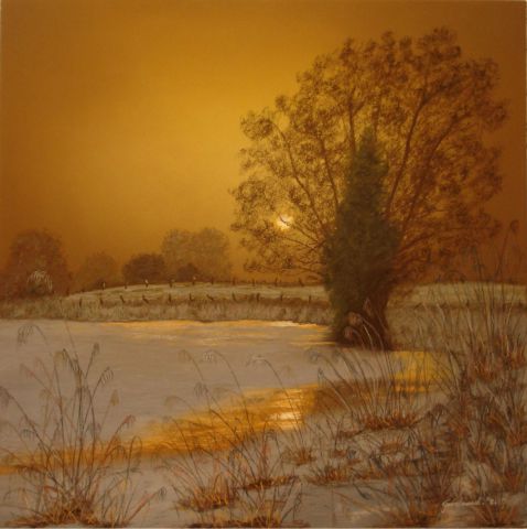 L'artiste Etienne Guerinaud  - Paysage hivernal, 