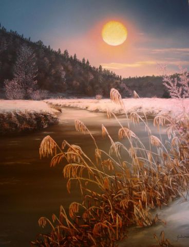 Paysage hivernal,  - Peinture - Etienne Guerinaud 