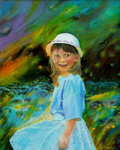 Petite fille en bleu - Peinture - PASCAL BAUDOT