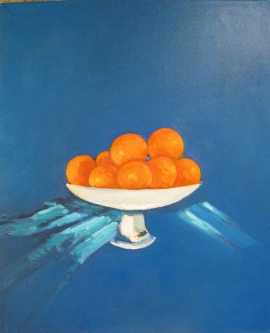 Oranges au bleu - Peinture - MONIQUE SHAW