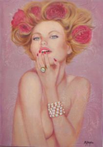 Peinture de MARTINE GREGOIRE: SEXY EN BIJOUX ET ROSES