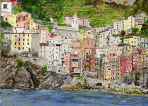 Peinture de framich: Riomaggiore (Italie), village des Cinque terra.