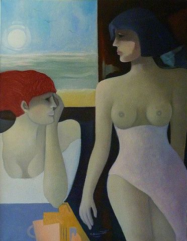 LES FILLES DU BORD DE MER - Peinture - Monique Bossicart LES FILLES DU BORD DE MER - Peinture - Monique Bossicart