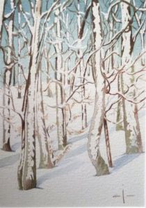 Peinture de CJ: forêt sous la neige 