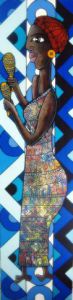 Peinture de ANTOINE MELLADO: Zarité la musicienne-3-Femme aux maracas