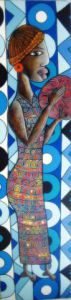 Peinture de ANTOINE MELLADO: Zarité la musicienne-5-Femme au tambourin.