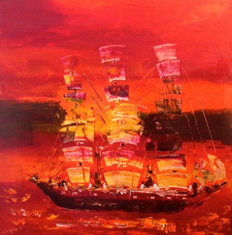 LA JONQUE SOLITAIRE - Peinture - LEPRIN LA JONQUE SOLITAIRE - Peinture - LEPRIN