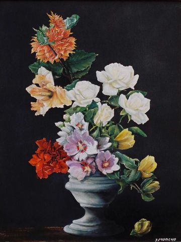 L'artiste Jacques MONCHO - Bouquet de fleurs