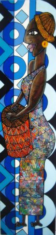 Zarité la musicienne-1-Femme au tambour- - Peinture - ANTOINE MELLADO
