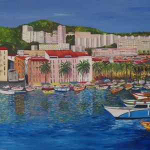 Peinture de Paoli: Ajaccio: port Tino Rossi