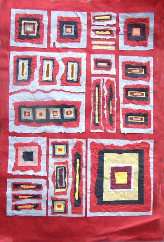 L'artiste DS Tounzy - papier collé en gamme de rouges n°02