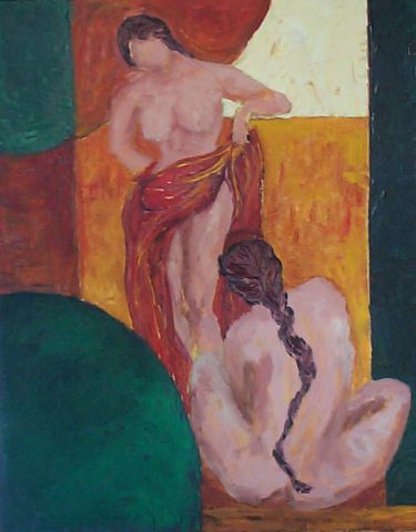 2 femmes  - Peinture - E lhermenier