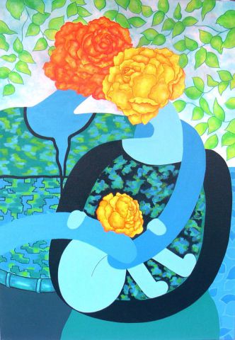 Couple de roses avec enfant - Peinture - Jideka
