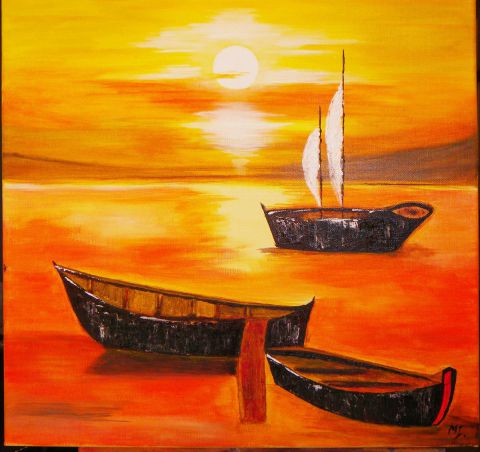 coucher du soleil - Peinture - MARINE