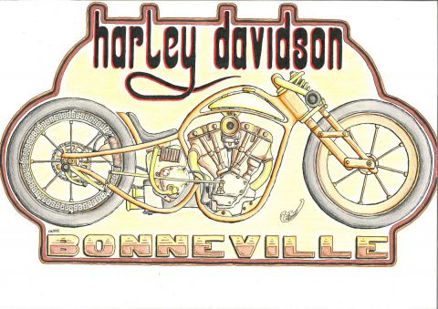 harley bonneville - Dessin - voil demonts