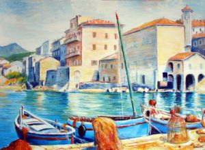 Peinture de Paul-Louis Recco: Vieux port de pêche  de Propriano