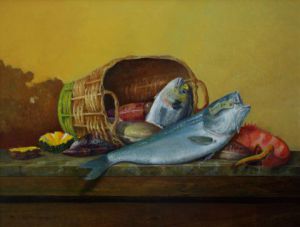 Peinture de marpielo: le panier du pêcheur