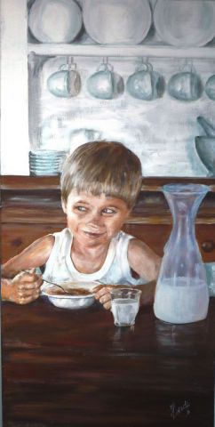 L'artiste Handts - Le petit au verre de lait
