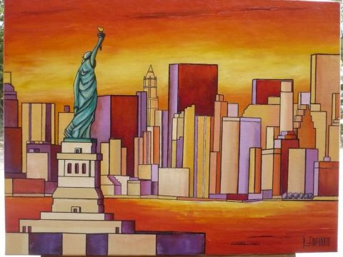 New york statue de la liberté  - Peinture - Raphael