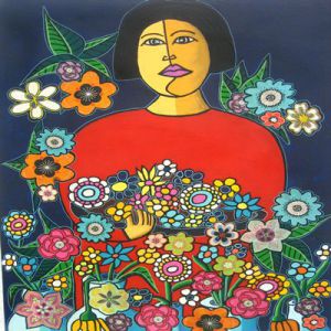 Peinture de ANTOINE MELLADO: Marché aux fleurs , Angélica , la bouquetière.