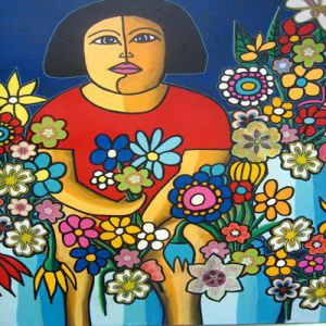 Peinture de ANTOINE MELLADO: Marché aux fleurs , Angélica , la bouquetière-2-