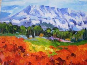 Voir le détail de cette oeuvre: Montagne Sainte Victoire et les coquelicots