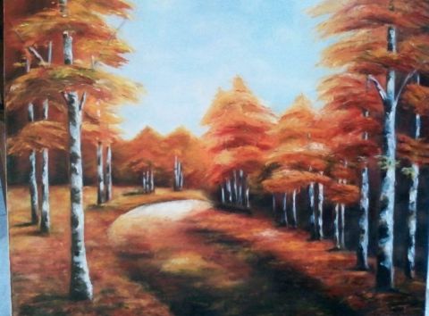 Bouleaux en automne - Peinture - Irina R