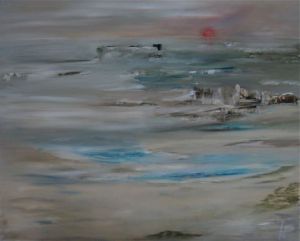 Peinture de jocelyne Pouzet: la plage un soir