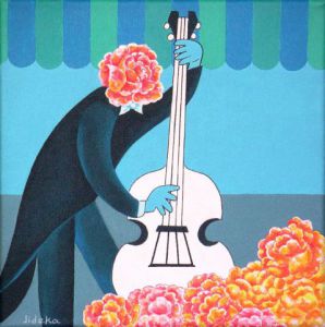 Peinture de Jideka: Rose au violoncelle