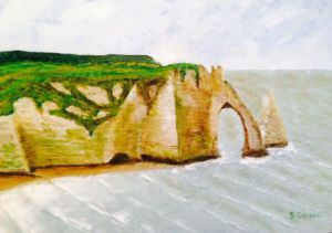 Peinture de Gicquel stephane: Les falaises d'Etretat