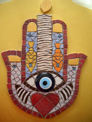 Main de Fatma bougie - Mosaique - CHRISMOSAIC Main de Fatma bougie - Mosaique - CHRISMOSAIC