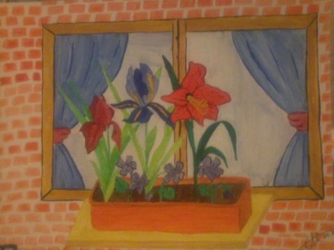 Jardinière à la fenêtre - Peinture - Bru Nette