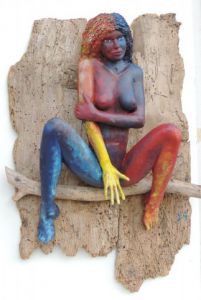 Voir cette oeuvre de Jean-Francois Gantner: nu femme de couleur sur bois vermoulu