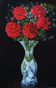 Voir le détail de cette oeuvre: Vase en christalavec fleurs