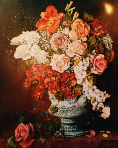 La rose tombée - Peinture - Jacques MONCHO
