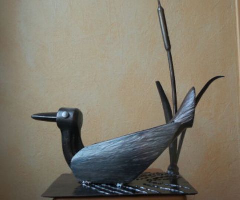 canard sur l'eau - Sculpture - JORG