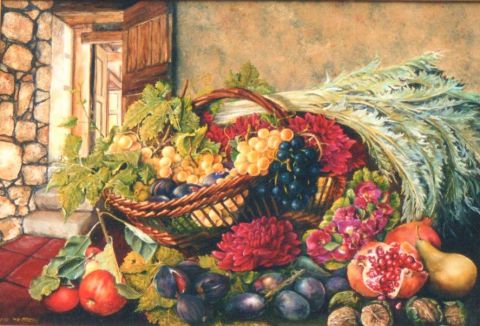 corbeille de fruits - Peinture - Jacques MONCHO