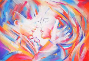 Peinture de FREDERIQUE NALPAS: Baiser 2 (couple amoureux)