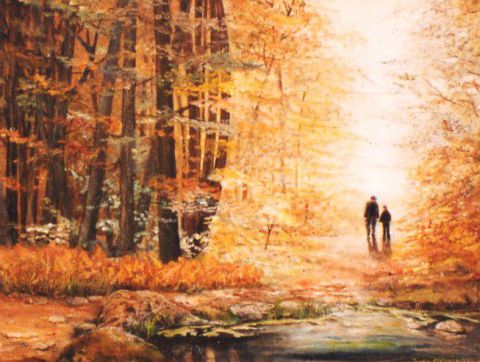 Sous bois d'automne - Peinture - Jacques MONCHO