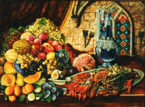 Fruits et crustacés - Peinture - Jacques MONCHO