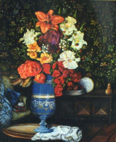 Le vase bleu - Peinture - Jacques MONCHO