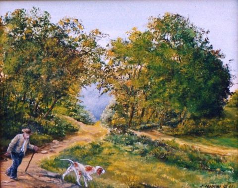 L'artiste Jacques MONCHO - Le promeneur et son chien
