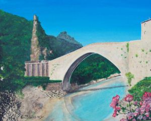 Peinture de Christian Bligny: Le Pont de Nyons