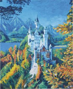 Peinture de Gerard SERVAIS: Neuschwanstein l'automne