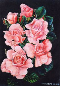 Peinture de Jacques MONCHO: Petit bouquet de roses