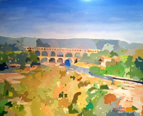 Le pont du Gard - Peinture - Diez francis