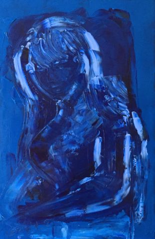 BLUE WOMAN - Peinture - LEPRIN