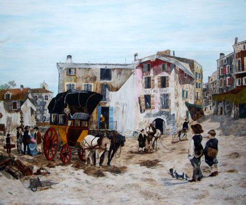 Voiture de messagerie - Peinture - Gerard Grallie Voiture de messagerie - Peinture - Gerard Grallie