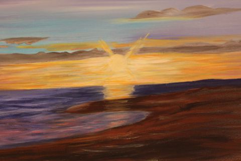 Coucher de Soleil Ile de Ré  - Peinture - Mimi Garnero 